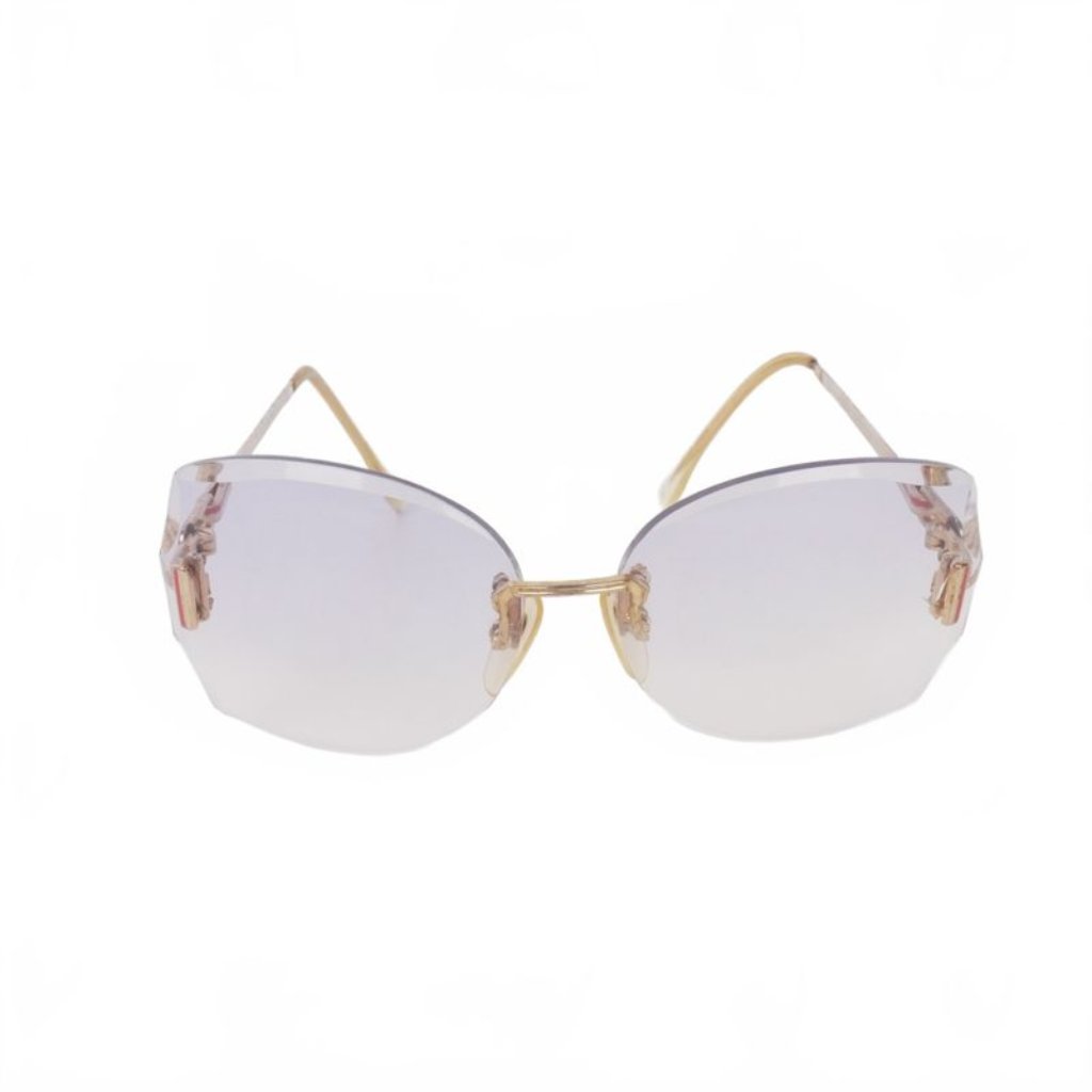 Saint Laurent Yves Rimless Vintage Sunglasses Gold